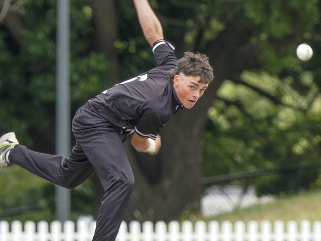 Dowling Shield cricket: Camberwell v Fitzroy Doncaster. Ed Winneke  bowling for Camberwell.  Picture: Valeriu Campan