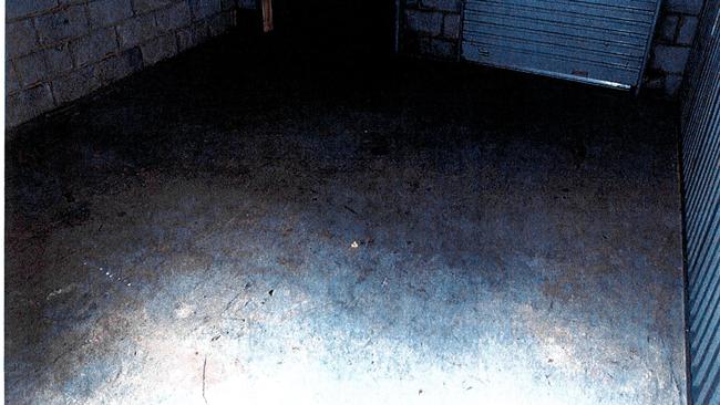 The floor of the storage shed where Jamie Gao was killed.