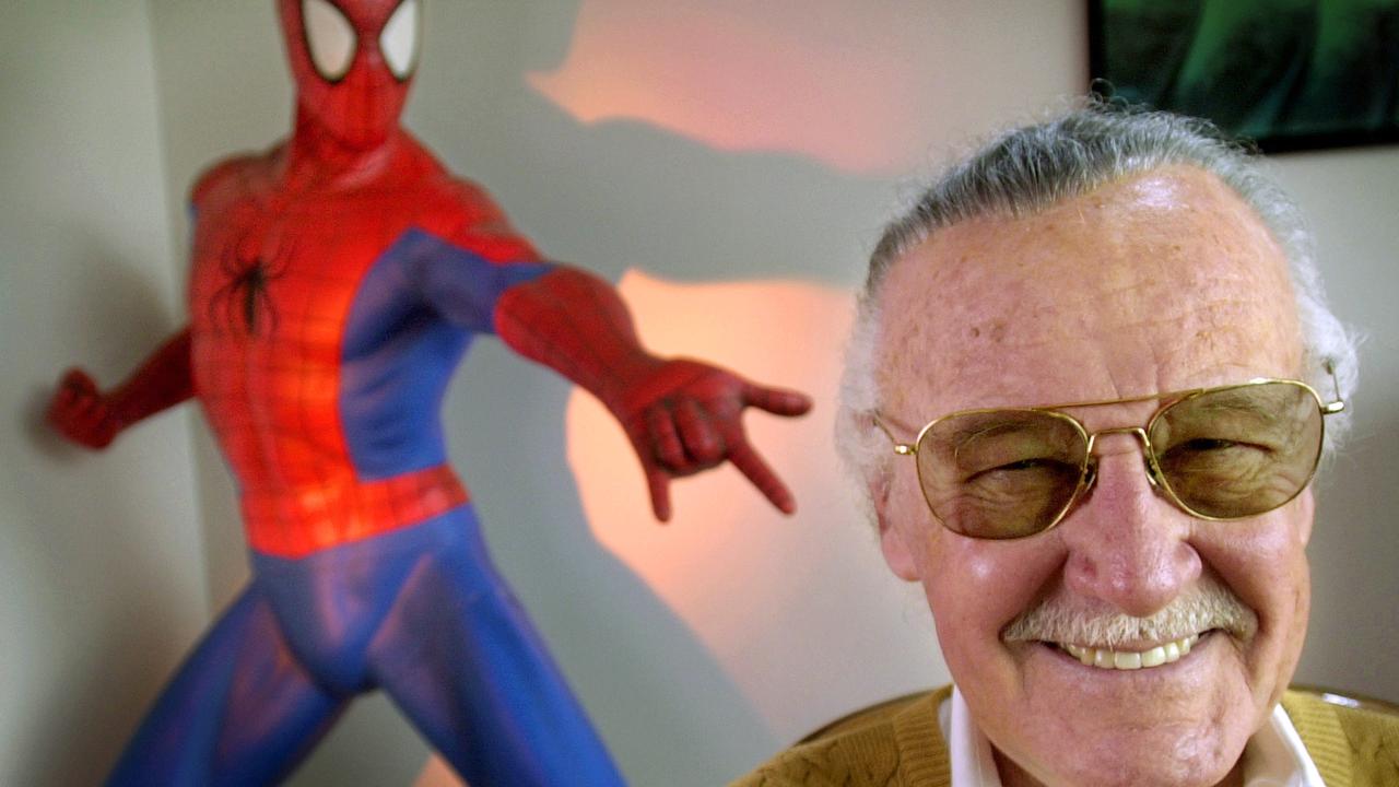 Stan Lee with one of his most famous creations, Spider-Man. Picture: AP