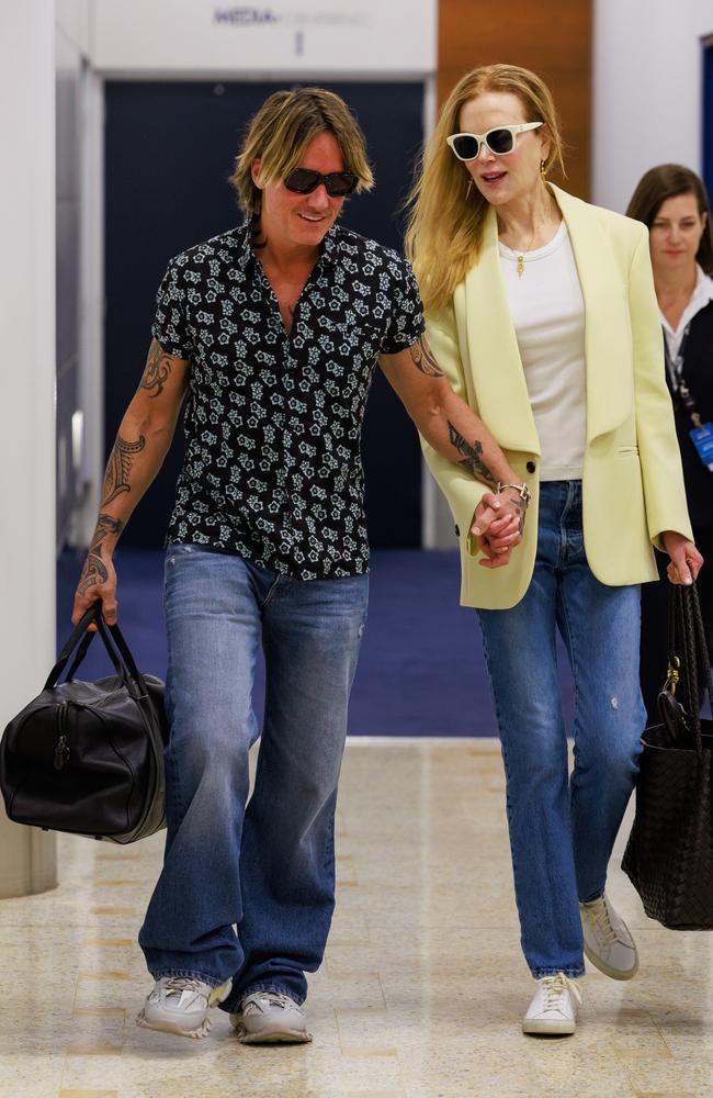 Keith Urban picked up wife Nicole Kidman from Sydney airport on Tuesday morning. Picture: Justin Lloyd