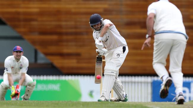 Michael Waller batting for Mentone. Picture Yuri Kouzmin