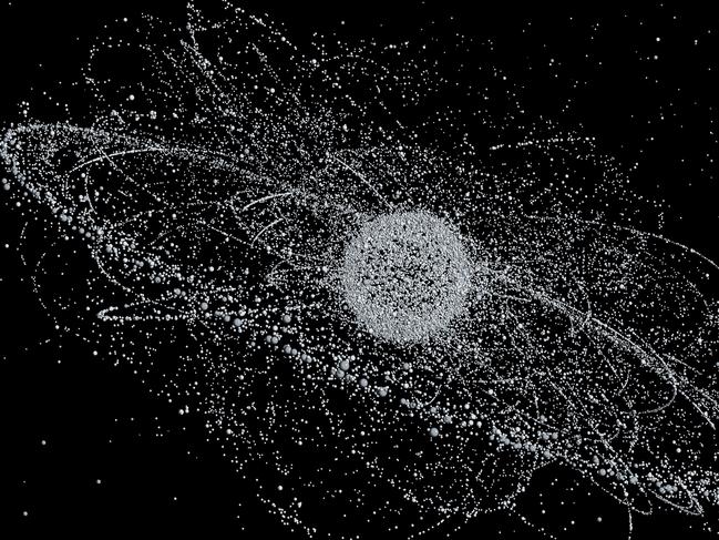 This NASA computer simulation shows the locations of about 600,000 pieces of junk currently being tracked in Earth orbit. Picture: NASA