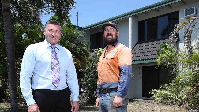 Despite the rising prices of the real estate market in Cairns, bargain apartments and houses can still be found. Re/Max real estate agent Billy Clarke is currently selling Brad Jensen's 2 bedroom, 2 storey townhouse at 9/171-179 McLeod Street for $295,000. Picture: Brendan Radke