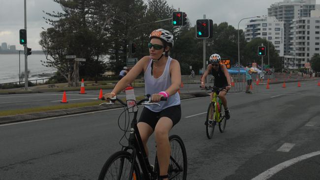 Action from the sprint event at the 2023 Mooloolaba Triathlon.