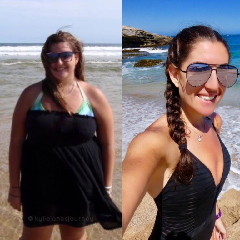 In less than 12 months Kylie lost a staggering 55kg. Picture: Supplied