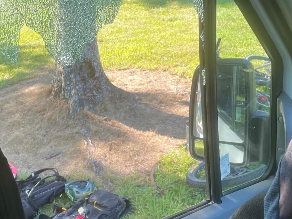 They returned from a bike ride tour on Saturday afternoon to find their campervan window smashed.