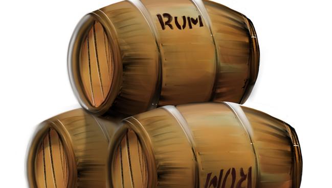 Eric Lobbecke cartoon of rum barrels regardign teh first fleet for Features pages Version: (Original) COPYRIGHT: The Australian's artists each have different copyright agreements in place regarding re-use of their work in other publications. Please seek advice from the artists themselves or the Managing Editor of The Australian regarding re-use.