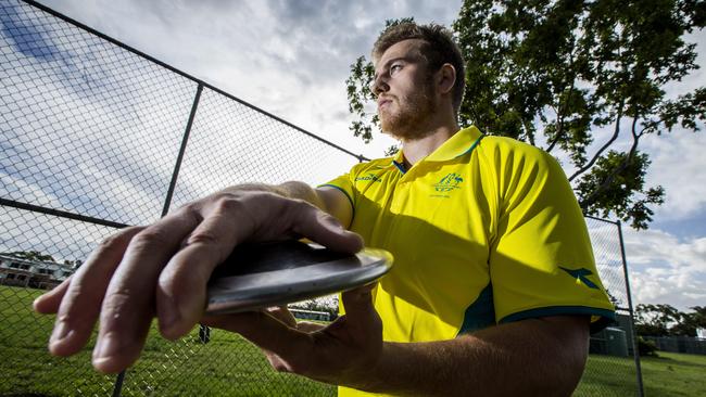 Discus thrower Mitchell Cooper at training. Picture: AAP Image/Richard Walker