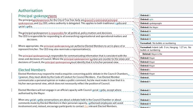 All references to “mayor” have been removed from Tea Tree Gully Council’s media policy.
