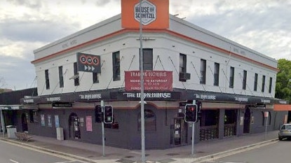 Police allege two masked men were armed with a handgun and a meat cleaver when they stormed the Iron Horse Hotel about 12.20am on Tuesday. Picture: Google maps