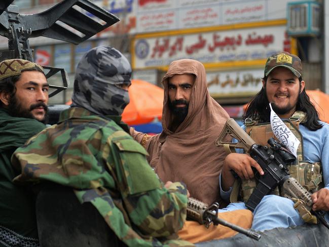 Taliban fighters patrol the streets of Kabul after US forces departed. Picture: AFP