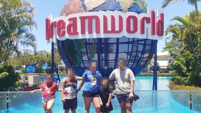 The family at Dreamworld. Picture: Courier Mail