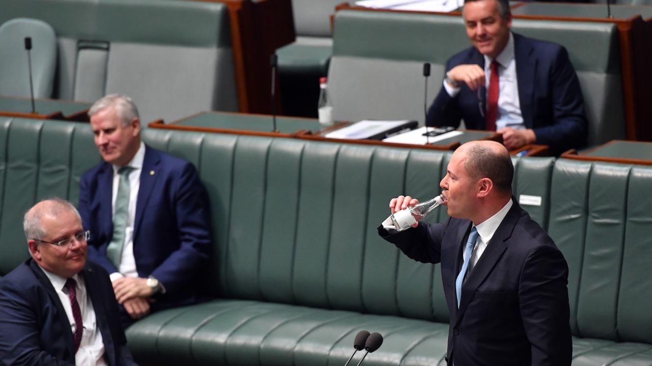 Treasurer Josh Frydenberg had to pause several times to clear his throat. Picture: Sam Mooy/Getty Images