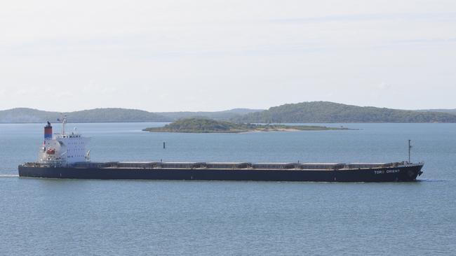 The coal ship Toro Orient departing Gladstone Harbour.