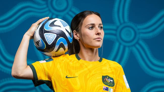 Hayley Raso of Australia poses for a portrait during the official FIFA Women's World Cup Australia &amp; New Zealand 2023 portrait session on July 17, 2023 in Brisbane, Australia. (Photo by Chris Hyde - FIFA/FIFA via Getty Images)