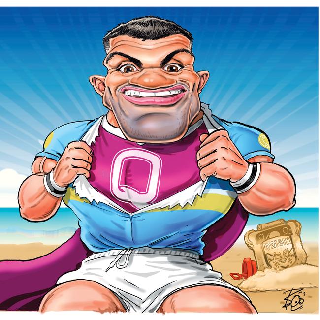 Look who found his form. David Fifita. Artwork: Scott 'Boo' Bailey.