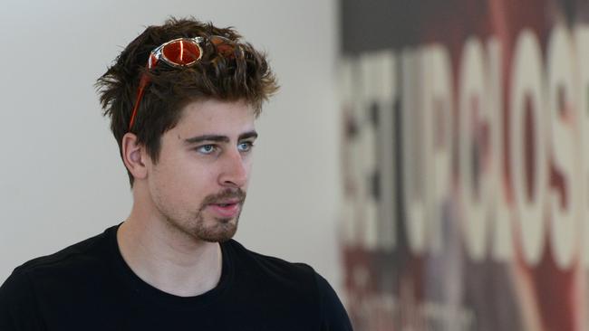 Tour Down Under cycling star Peter Sagan arrives in Adelaide, Friday, January 5, 2018.  AAP Image/ Brenton Edwards)