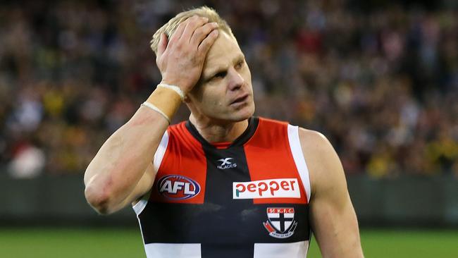 Nick Riewoldt says he was frustrated by the lack of “brutal” feedback in his final years at the Saints. Picture: Michael Klein