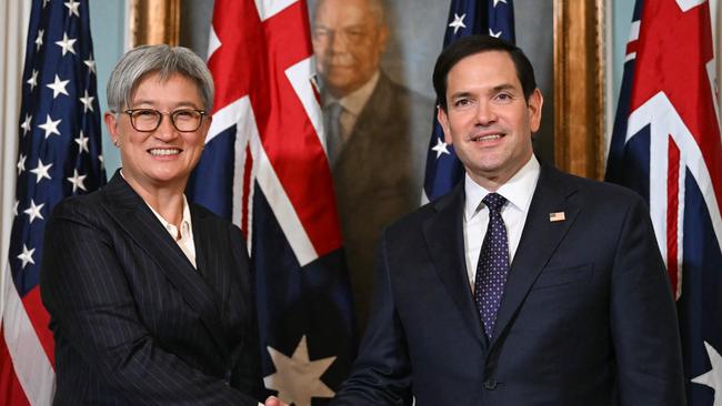 Foreign Minister Penny Wong had talks with US Secretary of State Marco Rubio at the State Department. Picture: AFP