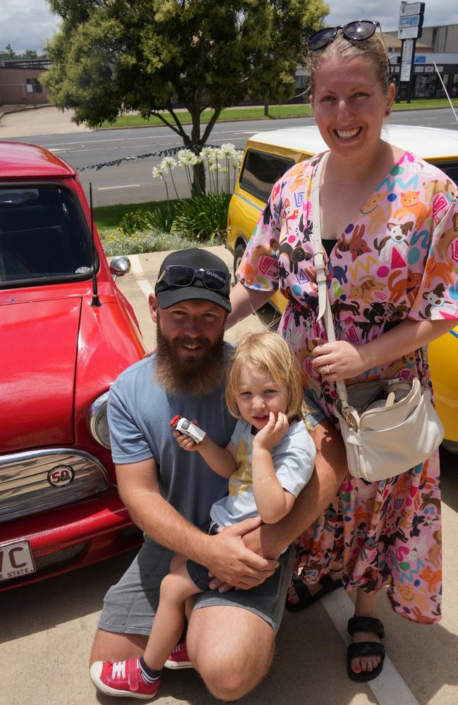 Josh, Sasha and Frank Ward. The Mini Owners Club of Queensland Toowoomba branch's Coffee and Car Display at Repco on November 16, 2024.