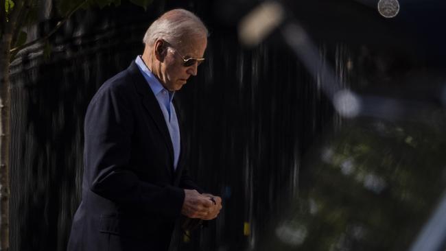 Joe Biden enters Washington’s Holy Trinity Catholic Church. Picture: AFP