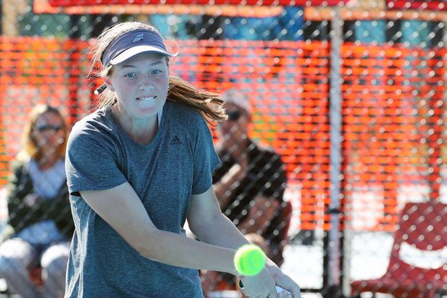 Action from the International Tennis Federation junior tournament at KDV on the Gold Coast. Picture: Tertius Pickard