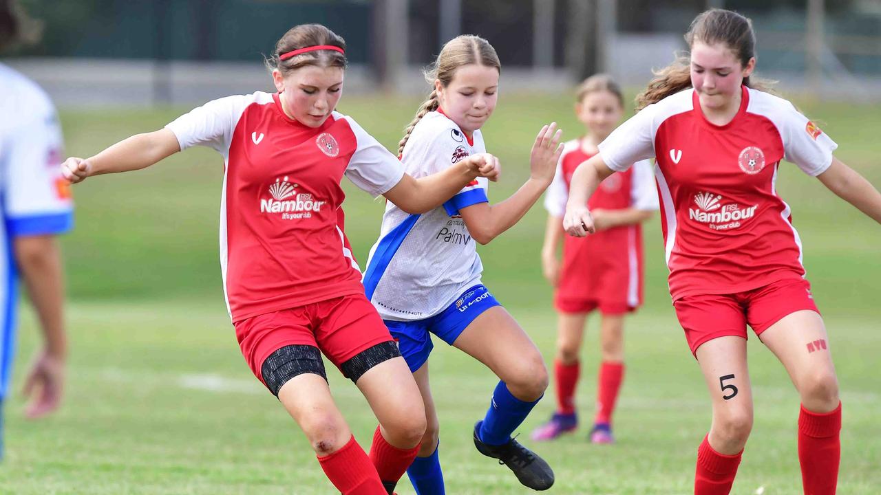 SOCCER: U 13 girls, Woombye V Nambour Yandina United. Picture: Patrick Woods.