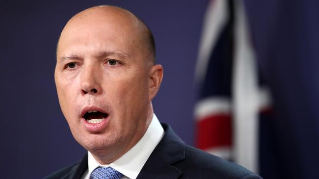 SYDNEY, AUSTRALIA - NOVEMBER 22: Home Affairs Peter Dutton speaks during a press conference on November 22, 2018 in Sydney, Australia. The Federal Government is considering changes to allow Australian-born extremists to be stripped of their citizenship if they are entitled to citizenship in another country. (Photo by Cameron Spencer/Getty Images)