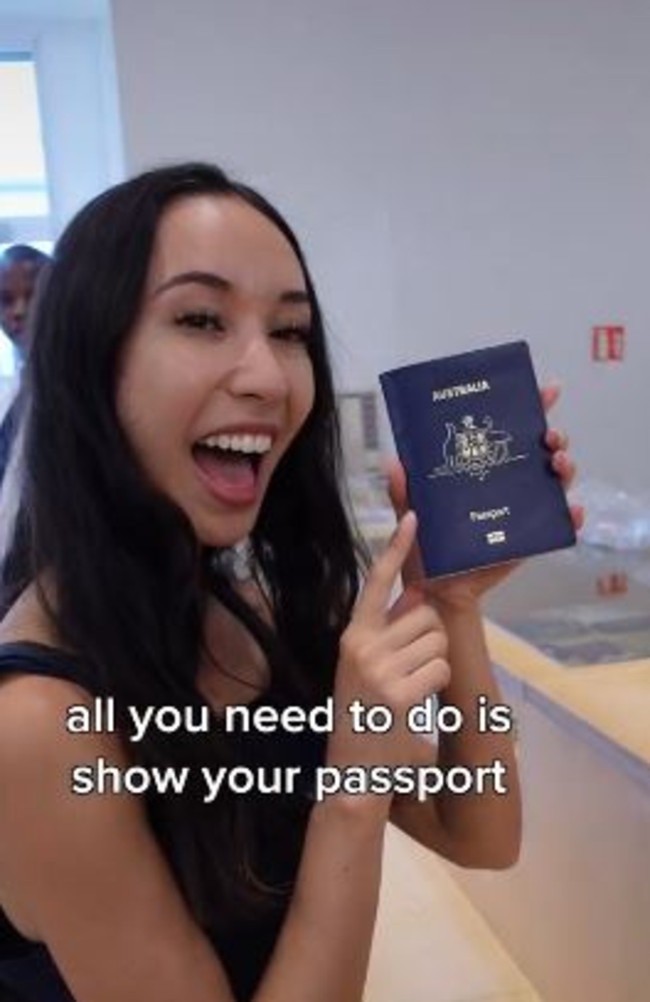 Finance influencer Queenie Tan, 24, from Sydney, shared a TikTok about how to get a discount on items purchased in Europe. Picture: TikTok/investwithqueenie