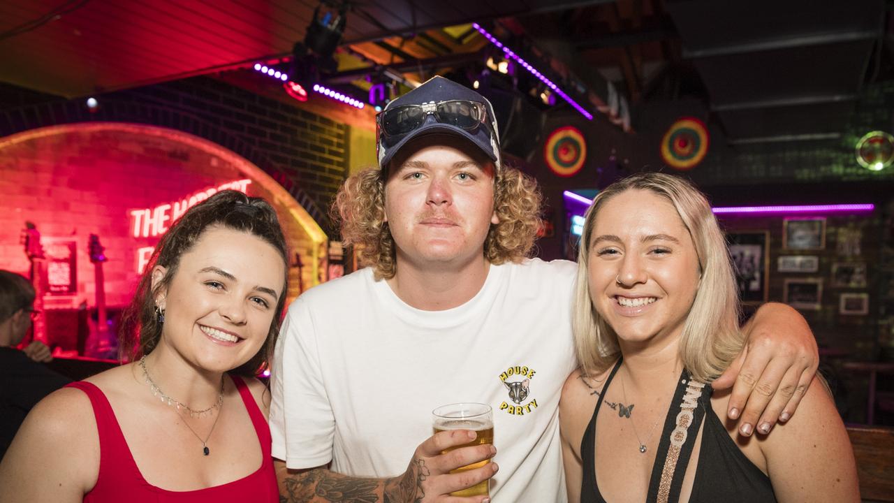 Seth Long celebrating with Piper Warren (left) and Olivia Pancino on New Year's Eve at Bodega, Sunday, December 31, 2023. Picture: Kevin Farmer