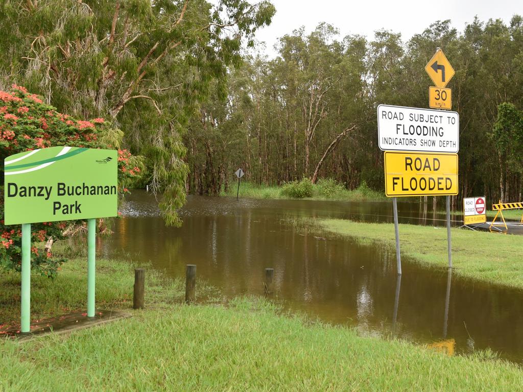 Flooding in Danzy Buchanan Park at Mango Hill. Picture Marcel Baum.