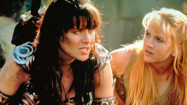 On Xena: Warrior Princess with onscreen love interest Renée O’Connor. (Picture: Supplied)