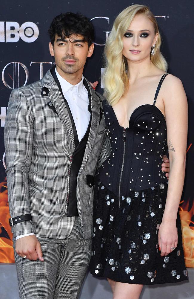 British actress Sophie Turner and singer Nick Jonas arrive for the 