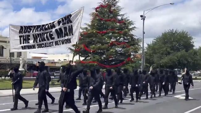 Neo-Nazis marched through the streets of Ballarat on Sunday. Picture: X/Twitter