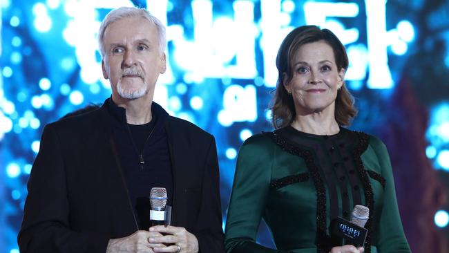 James Cameron and Sigourney Weaver have been working together for decades. Picture: Chung Sung-Jun/Getty Images