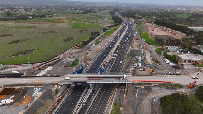 A new interchange and realigned intersection of Aldinga Beach Road and Aldinga Road, part of the Main South Road duplication, is starting to take shape. Picture: Supplied