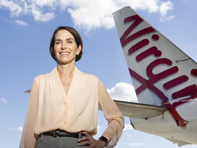 BRISBANE AUSTRALIA - NewsWire Photos MAY 20, 2021: Virgin CEO Jayne Hrdlicka visits the Virgin Brisbane terminal to announce several domestic growth opportunities in response to strengthening leisure and business travel demand. NCA NewsWire / Sarah Marshall