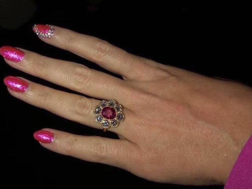 Katy Perry’s huge engagement ring. Picture: Supplied 