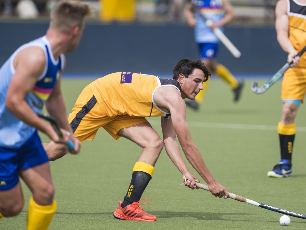 Jack Bergemann of Sunshine Coast against Toowoomba 1 in Hockey Queensland Championships at Clyde Park, Sunday, May 2, 2021. Picture: Kevin Farmer