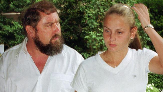 Former tennis player Jelena Dokic with her father Damir Dokic in Melbourne during January in 2001. Picture: Supplied