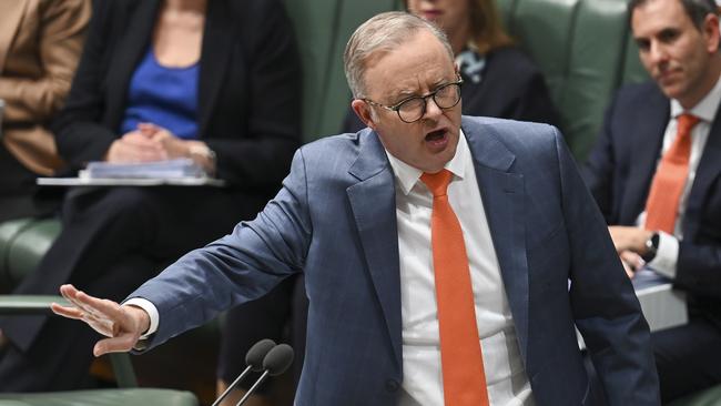 Anthony Albanese is ruthlessly using the power of incumbency in government and parliament to block, bully and frustrate Peter Dutton. Picture: NewsWire/Martin Ollman