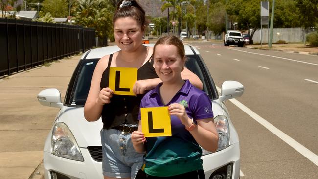 Lasharna Oswin, 16, and Keely Alexander, 16, have got their learner's licenses. Picture: Evan Morgan