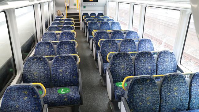 Commuters have ditched public transport, leaving trains on the city circle line on Thursday morning empty. Picture: John Grainger