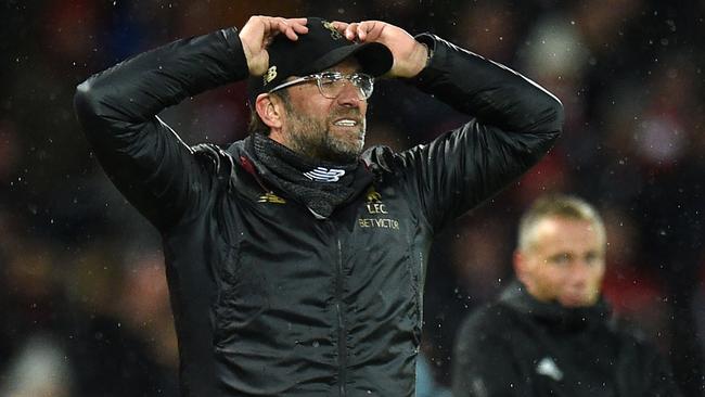 Liverpool manager Jurgen Klopp feels the frustration of the goal-less draw against Bayern Munich at Anfield Stadium