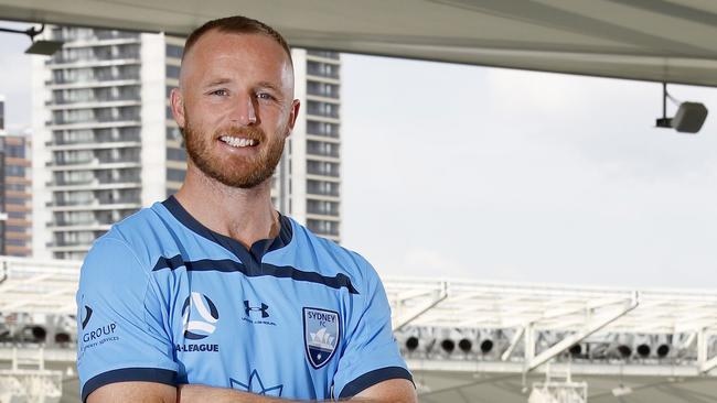 A-League derby preview - Mitchell Duke (R, Western Sydney Wanderers) and Rhyan Grant (L, Sydney FC) pictured at Bankwest Stadium in Parramatta ahead of the local derby this weekend. Picture: Toby Zerna