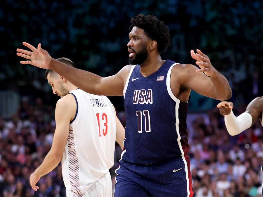 The Lille crowd peppered Team USA star Joel Embiid with boos. Picture: Getty Images