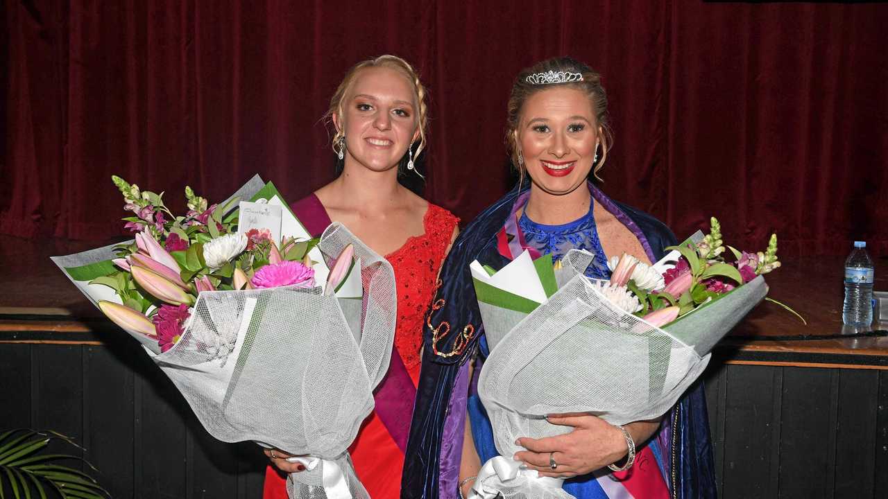 Gympie Showball- Runner up Myrella Corbet (left) with Miss Showgirl and Miss Charity winner Tania Clem. Picture: Troy Jegers