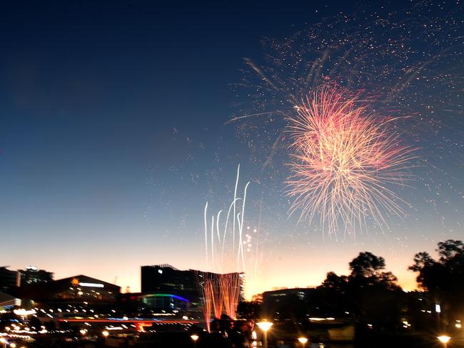 Fireworks are seen over Elder Park during New Year's Eve celebrations in Adelaide. Picture: AAP