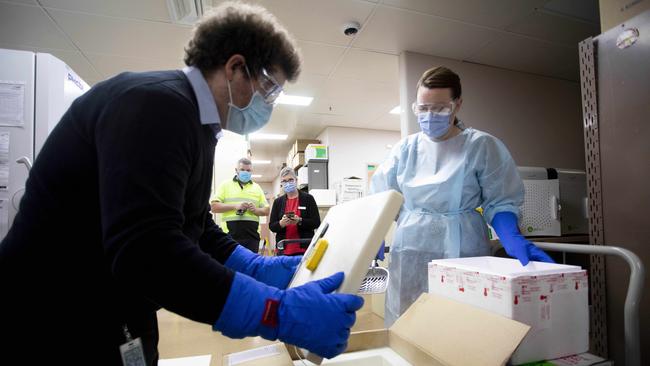 Pfizer Covid-19 vaccines arriving at Monash Medical Centre, Melbourne.