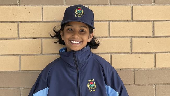 Gayathri Naik, NSW PSSA u12 Girls Cricket Team to play School Sports Australia u12 national titles in Ballarat 2022, picture at Raby Oval, Raby NSW, 16 November 2022. Picture: Jason Hosken (News Corp)